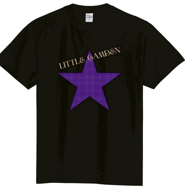 チェックスターTシャツ ブラックパープル