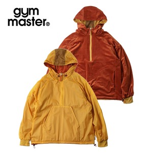 gym master ジムマスター リバーシブル マイクロリップ×ベロア アノラックパーカー メンズ レディース ベロア ナイロン リップストップ 防風 春秋冬 G821707 マスタード×オレンジ