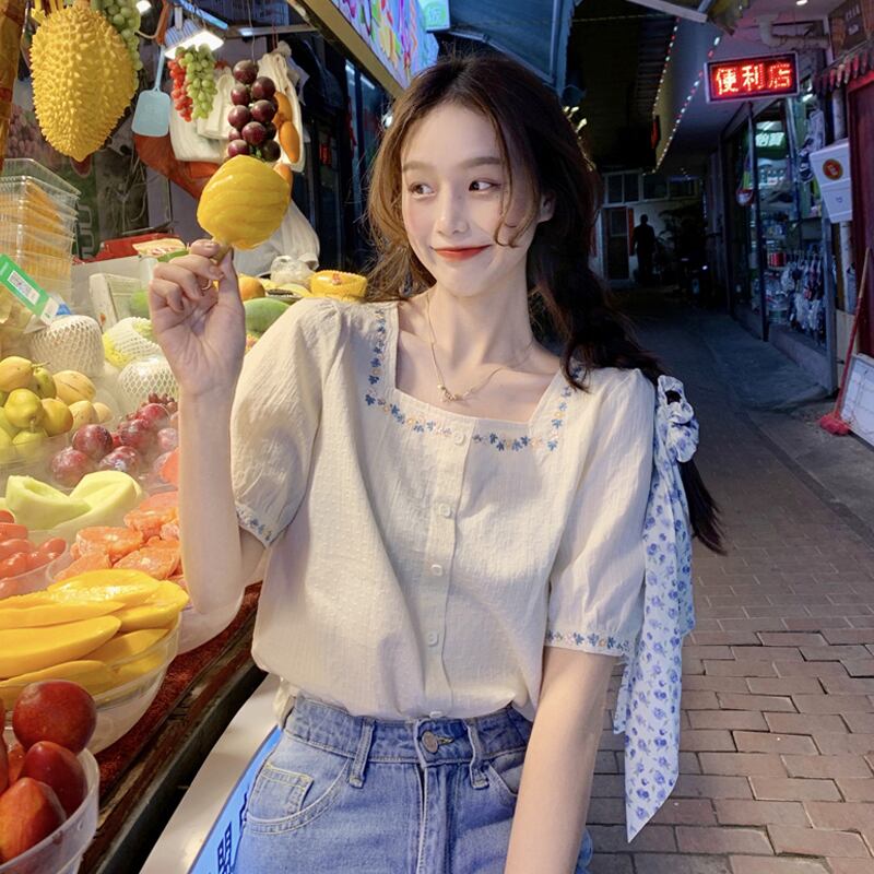 ショートTシャツ レディースサマー薄手スタイルトップス 夏物 スクウェア 試着室25112900316