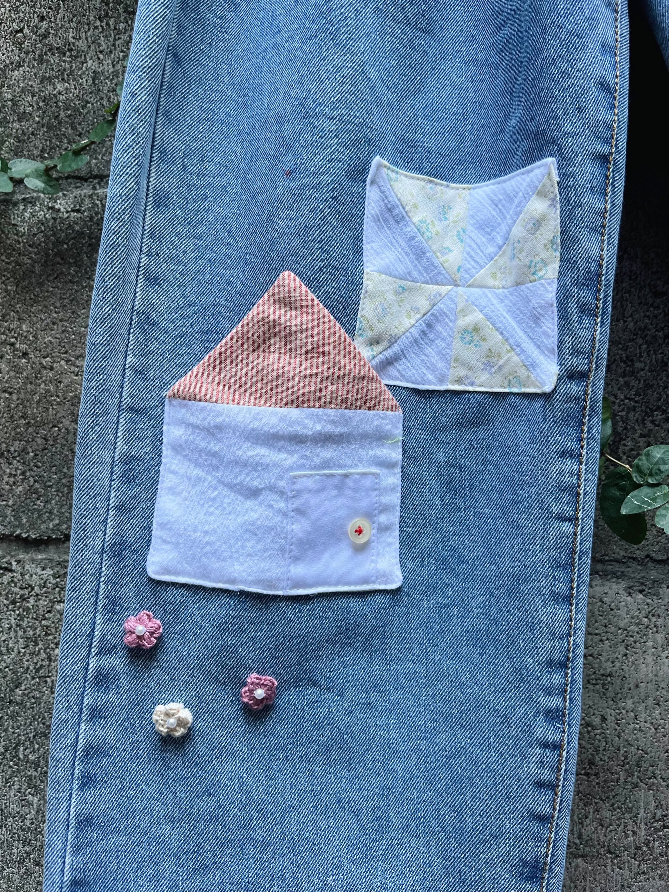 remake ✂︎ dwarf's house apron denim pants