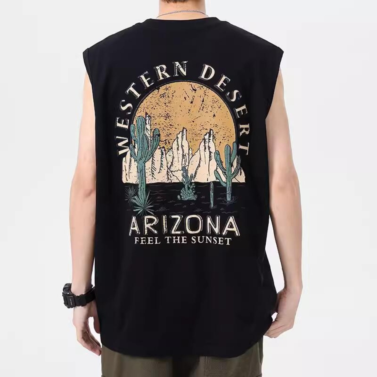 バックプリントノースリーブTシャツ　A4357