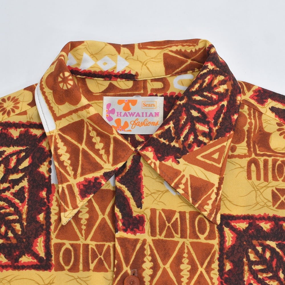 60s-70s Sears HAWAIIAN Fashions パッチワーク風プリント オープン