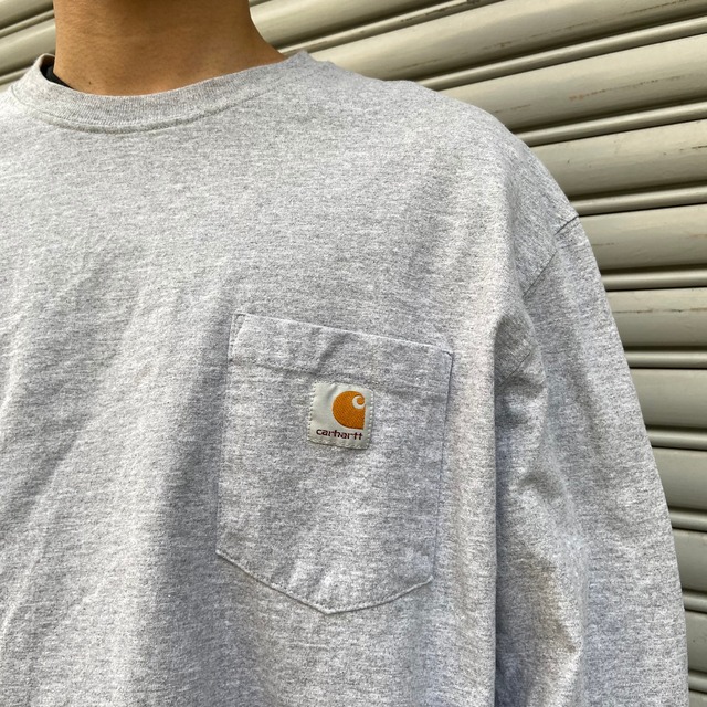 『送料無料』Carhartt 胸ポケット長袖Tシャツ　グレー　XXL ロンT