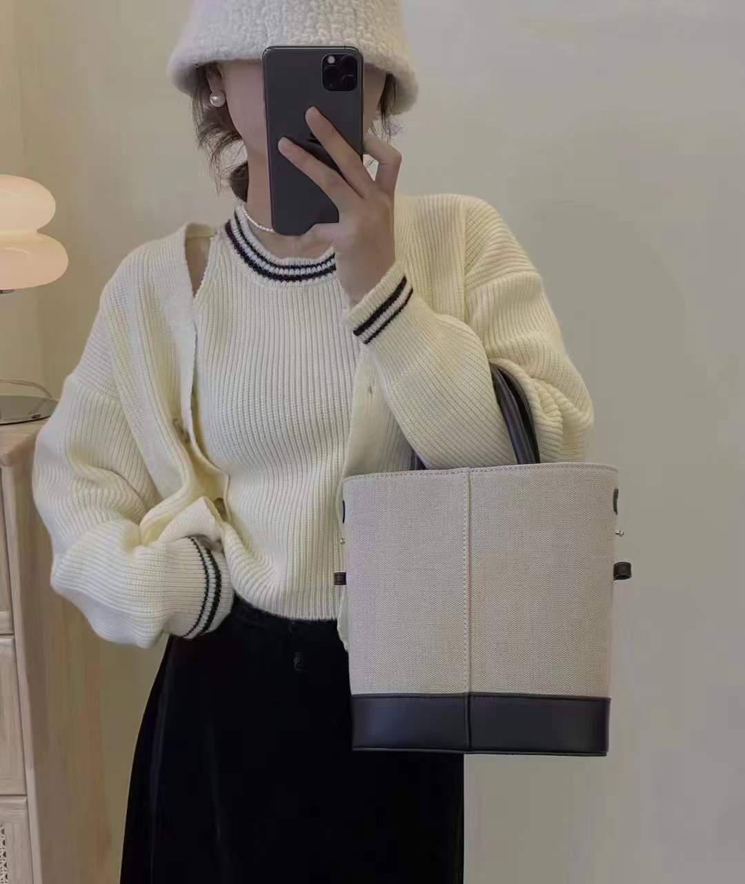 ライン入りニットタンク/カーデ set    AJ1079-2305