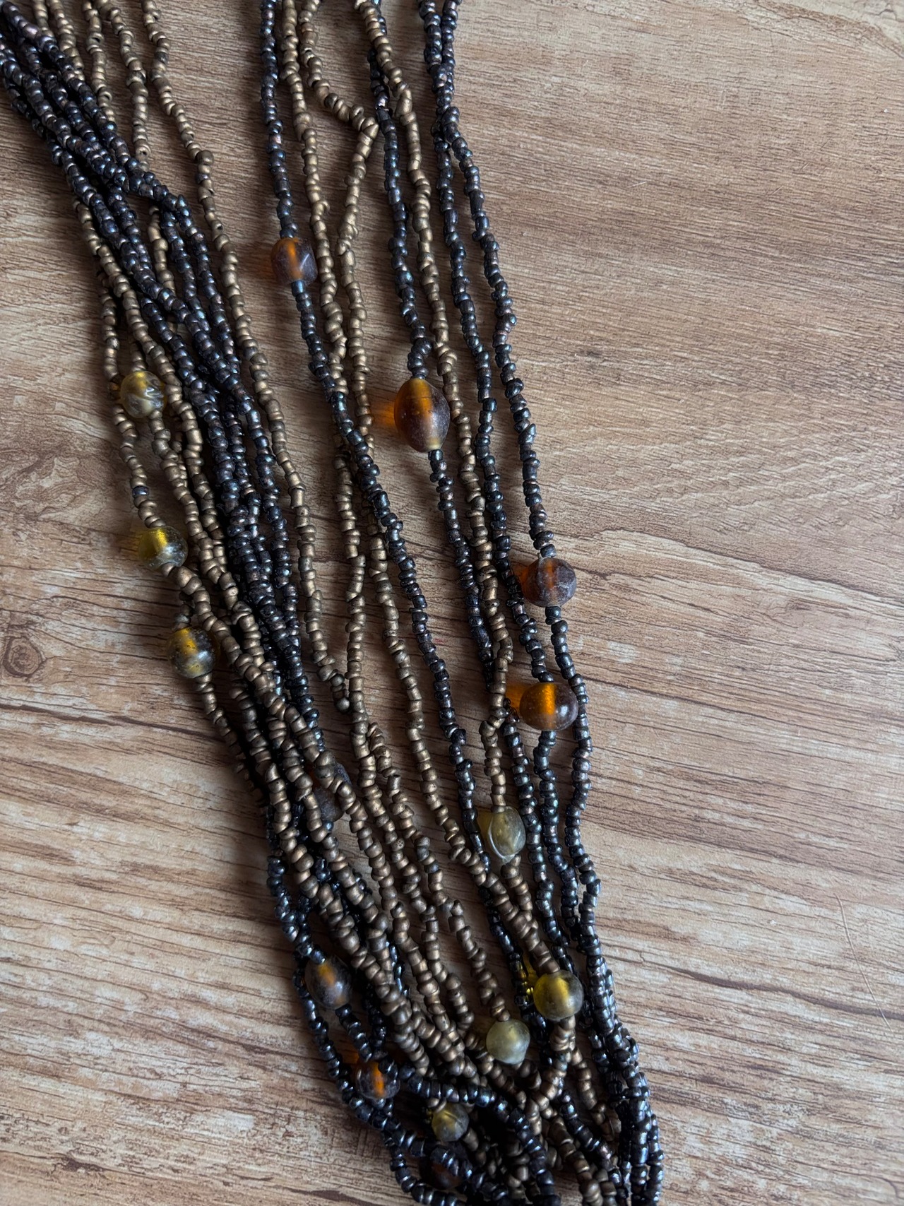 multi strand beaded shell pendant necklace-5145-8