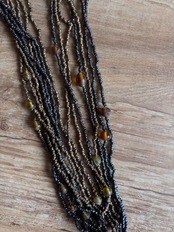 multi strand beaded shell pendant necklace-5145-8