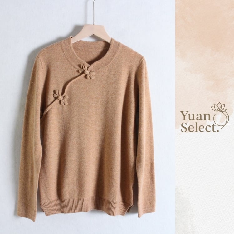 チャイナボタン飾りの上品シンプルニット　YS00158