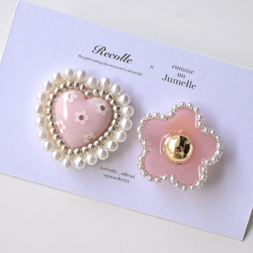 【Recolle × Jumelle】heart daisy asymmetry ＊ light pink