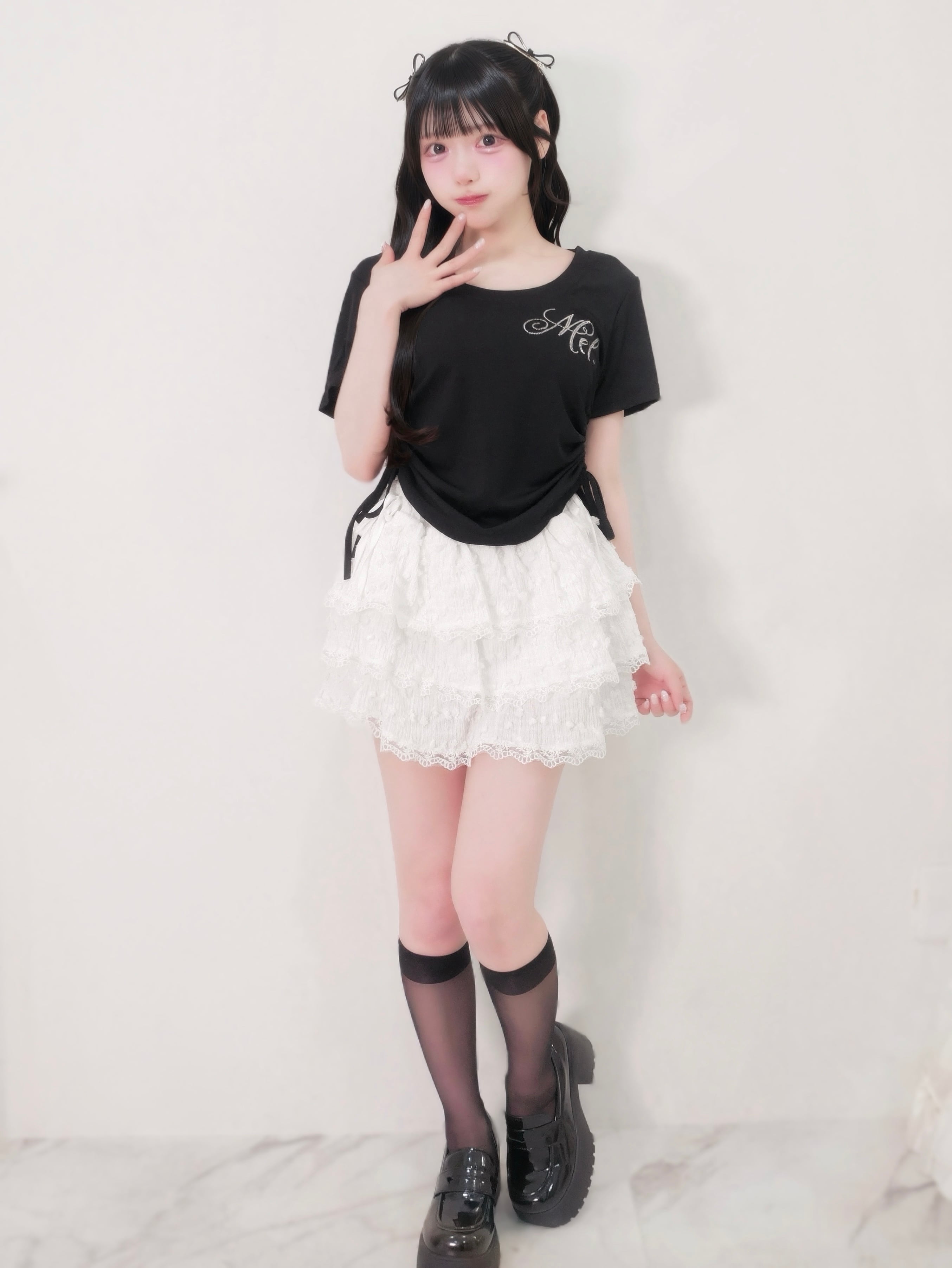 lace ponpon mini skirt
