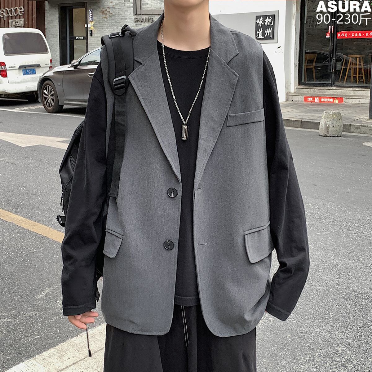 カラールーズノースリーブジャケット オータムカジュアル 大きめサイズ 秋物 ASURAプラスサイズメンズ71050735992