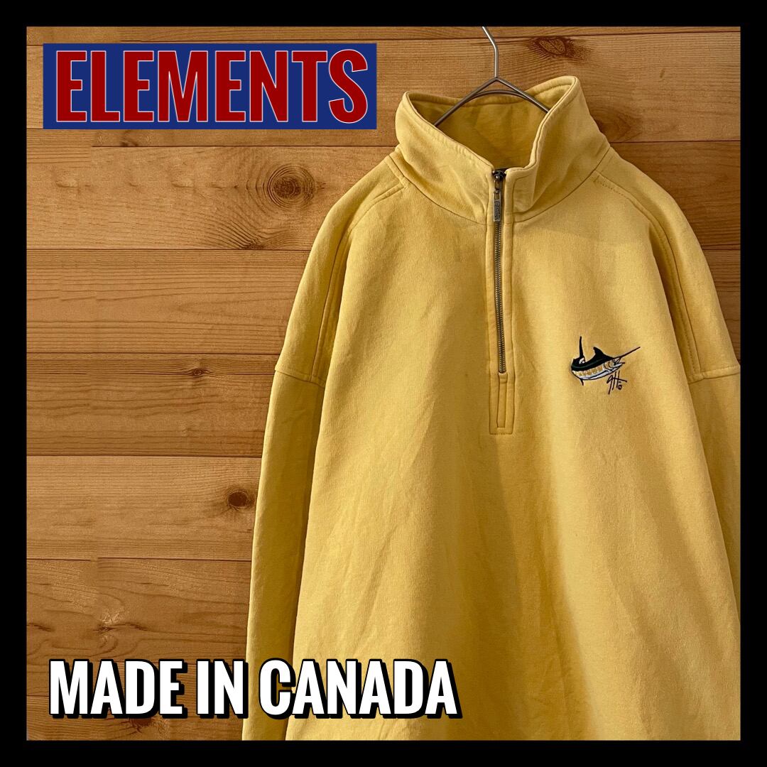 ELEMENTS】カナダ製 ハーフジップ スウェット トレーナー 刺繍ロゴ