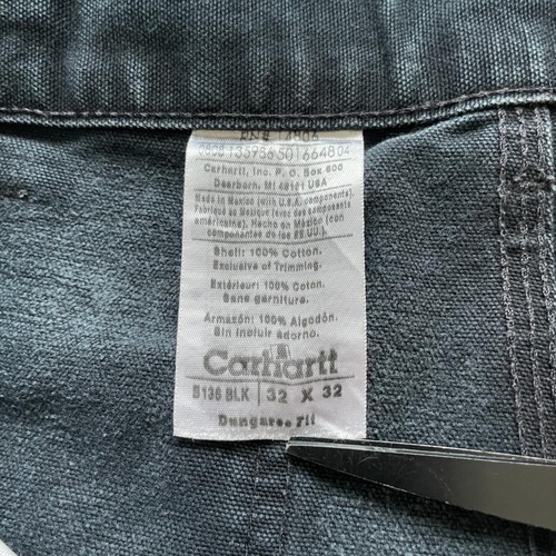 USA生地 ブラック ダブルニー Carhartt B136 BLK 32×32 詳細写真11