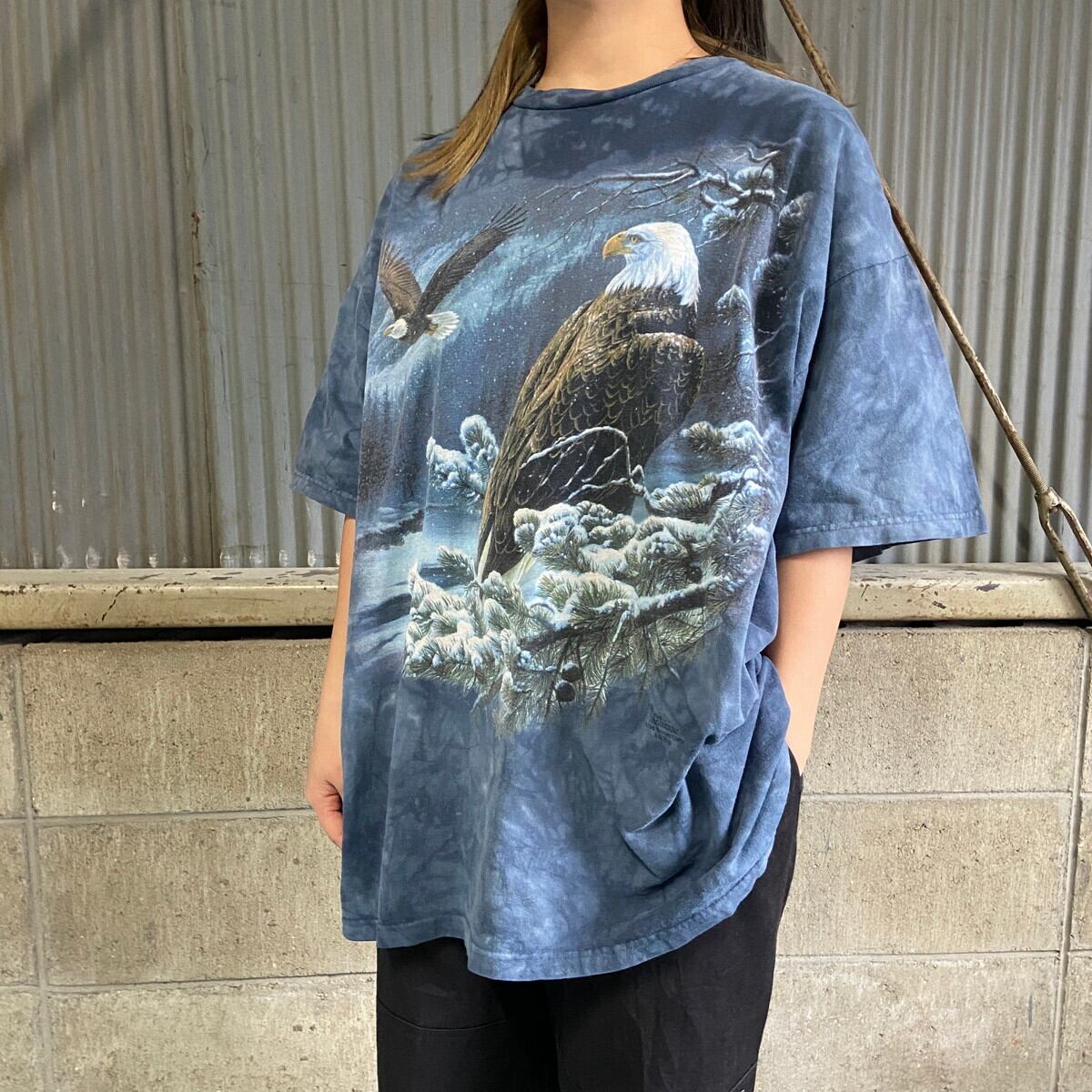 90s - 00s ヴィンテージ Vintage / Used Tシャツ サイズ:L 90s - 00s タイダイ染め イーグル ビッグフェイス アート クルーネック Tシャツ カナダ製 アニマル 動物 鳥 レッド トップス カットソー 半袖 【メンズ】