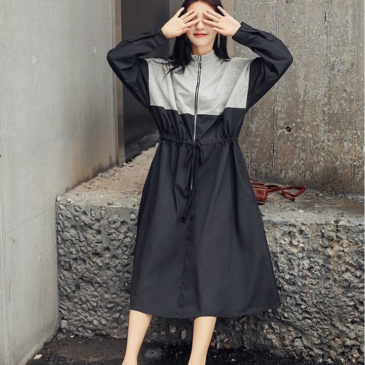 ジップカラーフレアワンピース Gekiyasu Senchaku ひざ丈ワンピース Prek2go Com