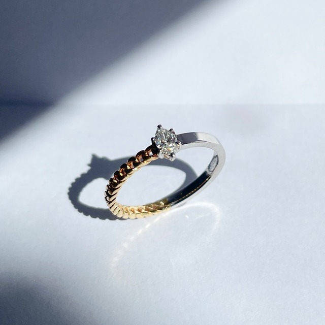 Marquise Diamond on Combination Ring / Pt900 & K18YG