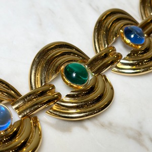 vintage LOEWE gold metal color stone bracelet