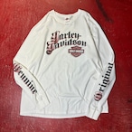 メキシコ製 Harley-Davidson ビッグサイズロンT 袖プリント 白