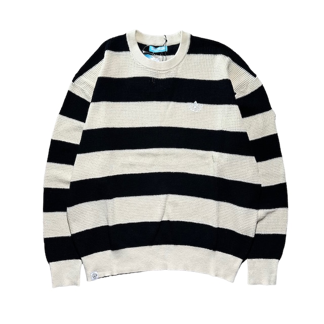 【ICE CREAM】BORDER WAFFLE KNIT WITH BADGE