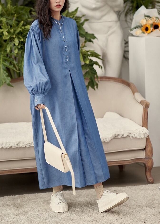 Flared Denim Long Onepiece 647 Entire