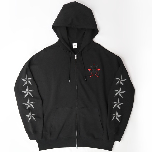 Bear Star Sweat Zip Up Hoodie  (ベアー  スター スウェット ジップ アップ フーディー)【Black】