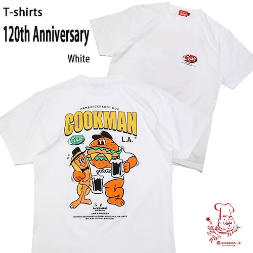 Cookman T-shirts 120th Anniversary White クックマン Tシャツ 120thアニバーサリー ホワイト UNISEX 男女兼用 アメリカ