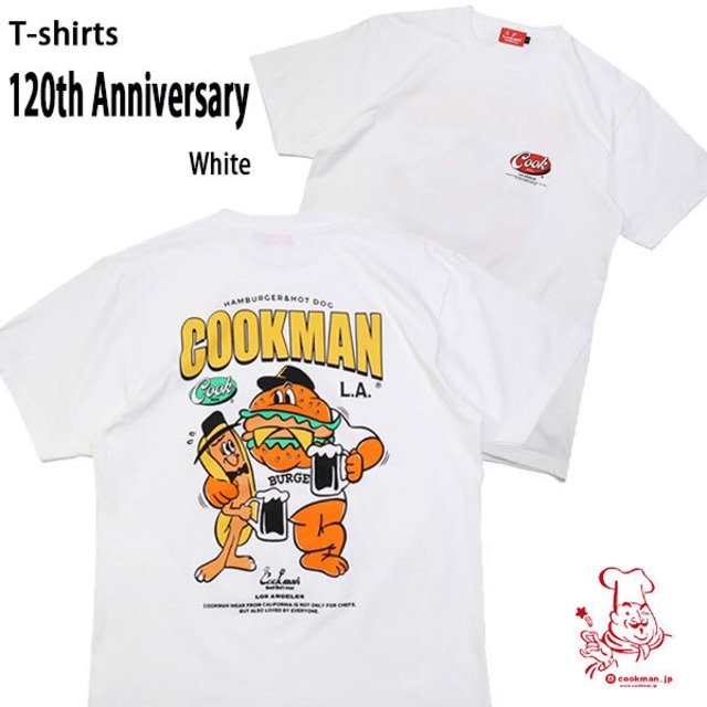 Cookman T-shirts 120th Anniversary White クックマン Tシャツ 120thアニバーサリー ホワイト UNISEX 男女兼用 アメリカ