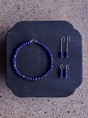 tay Original/Vintage Naga & Karen silver beads necklace (Blue)