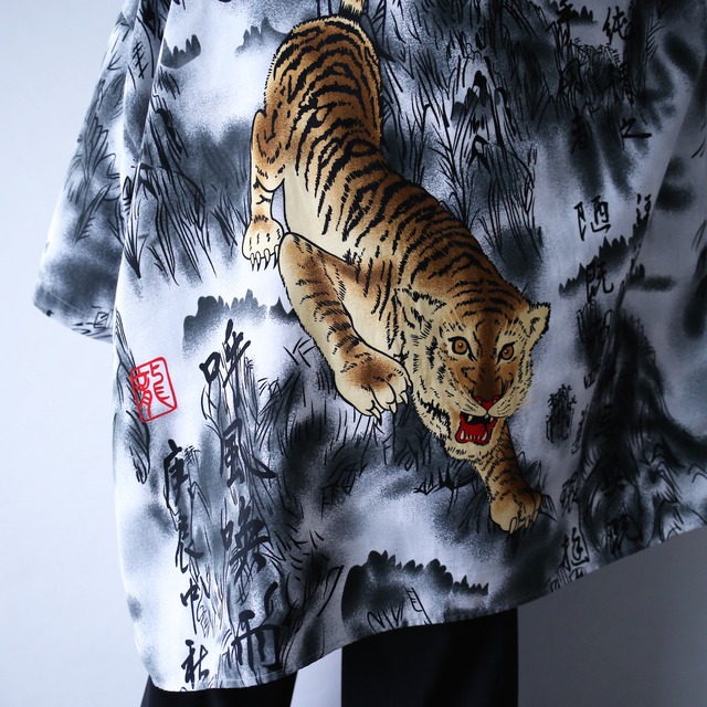 "虎×漢字" XXXL super over silhouette h/s shirt