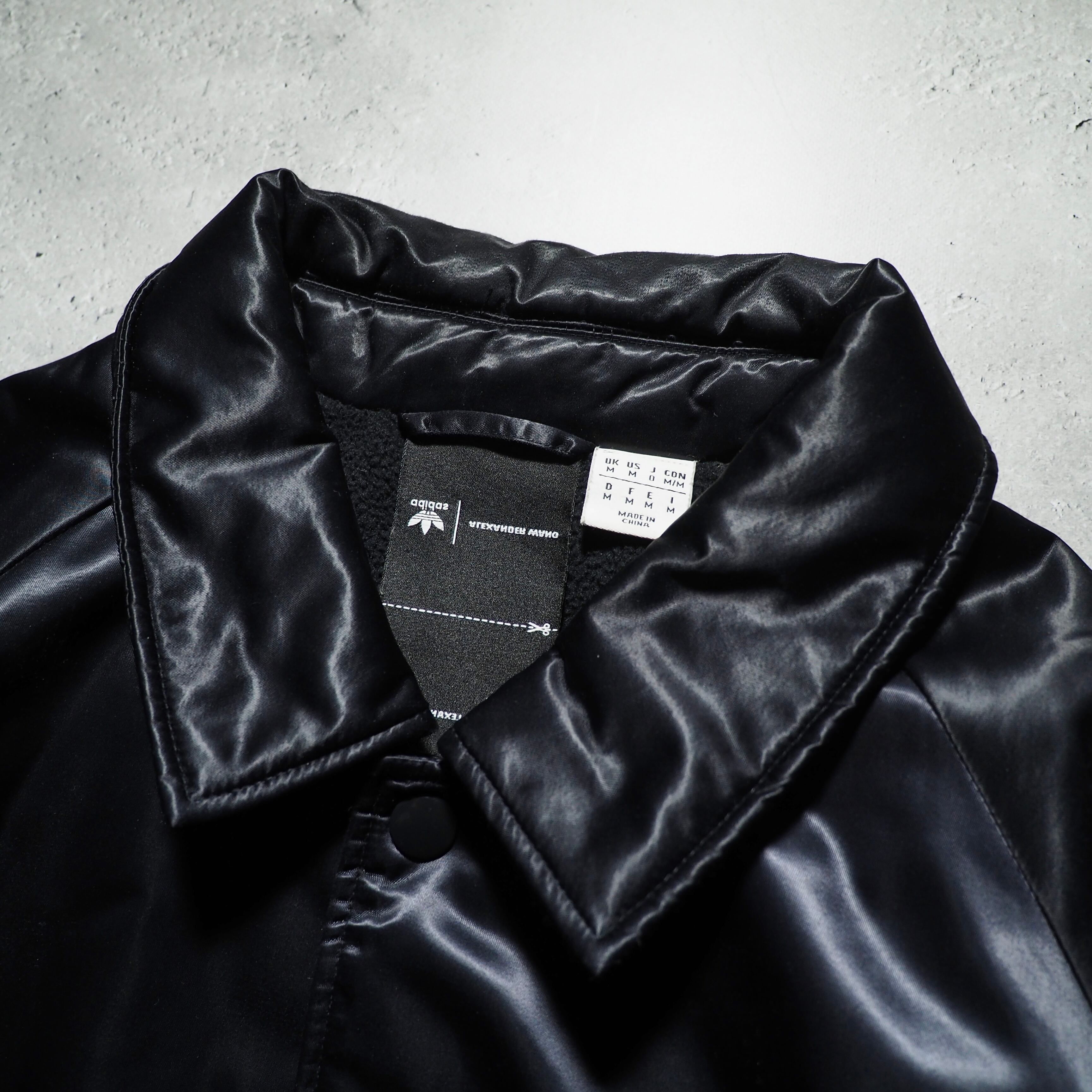 "adidas × ALEXANDER WANG " Black satin nylon coach jacket