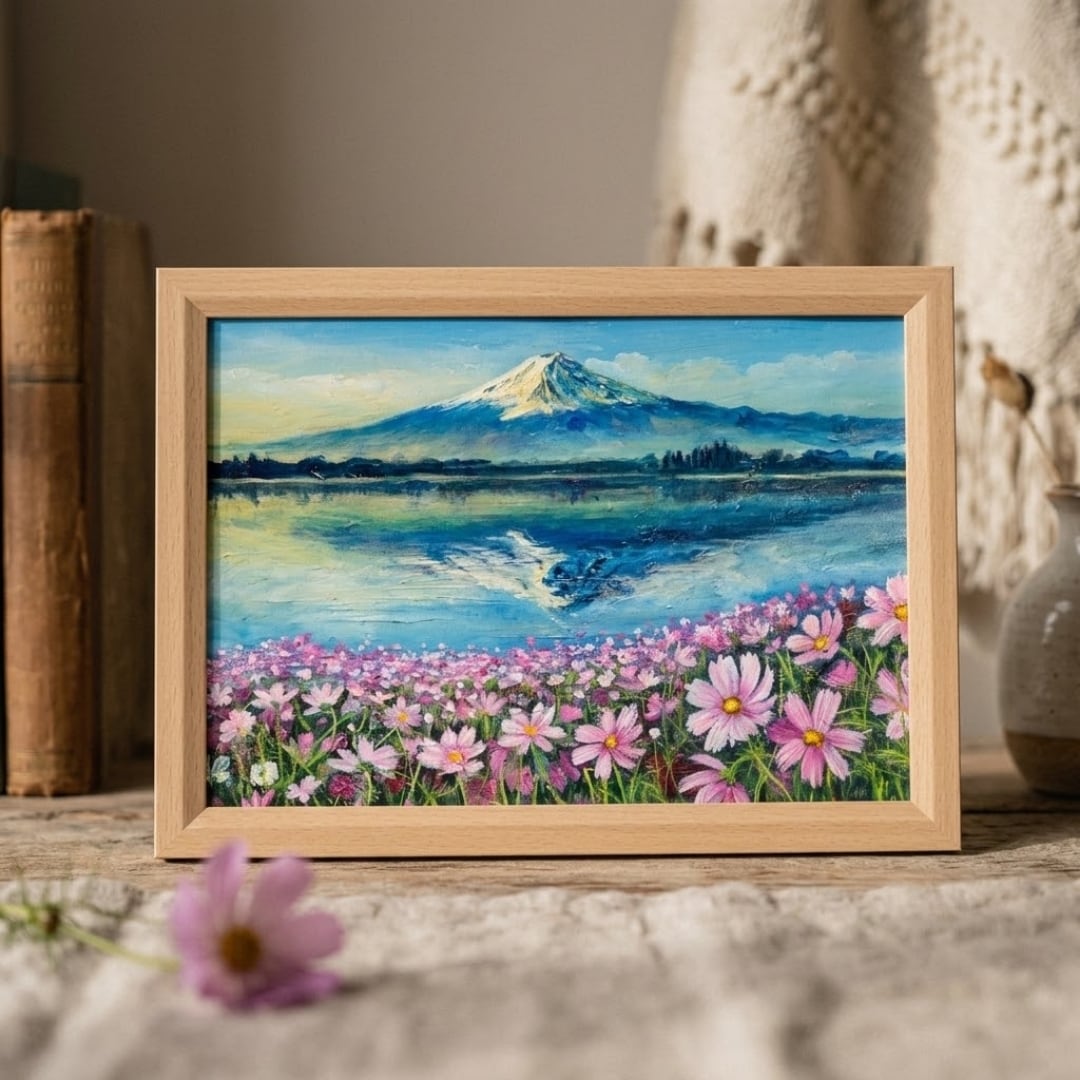 油絵 油彩 油彩画 絵 絵画 キャンバスパネル ミニ絵画【新緑の森