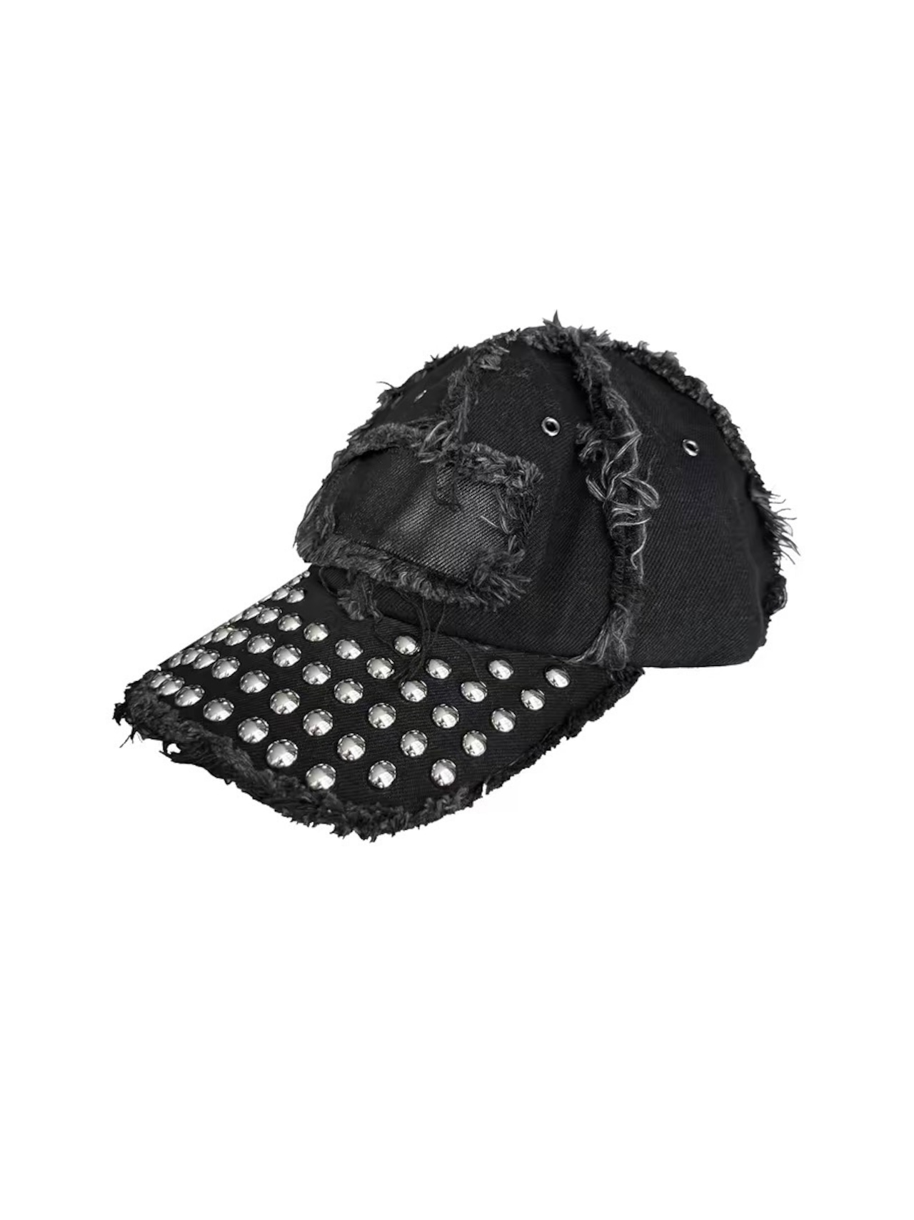 【CinderVein】Fringe Rivet Denim Cap