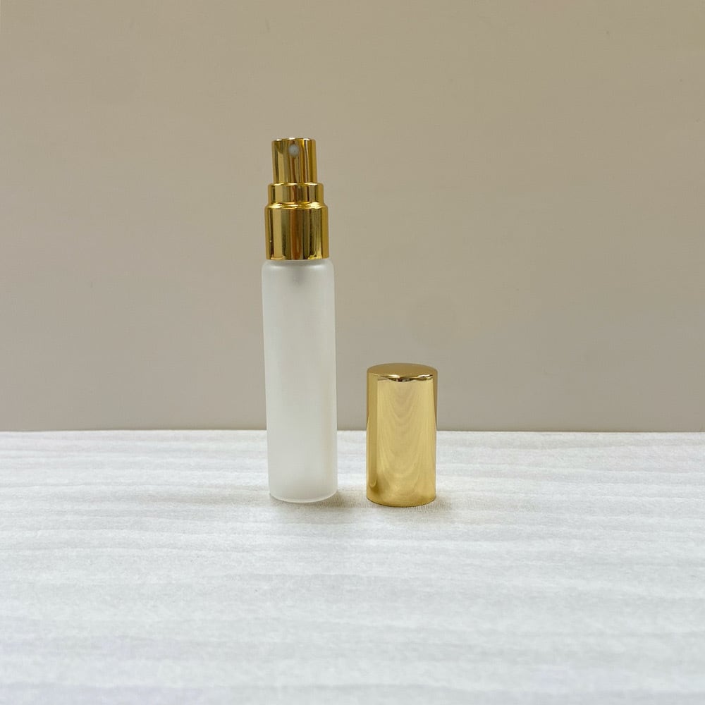 フロスト加工 スプレー容器 】 10ml 遮光 ガラス瓶 キャップ ゴールド