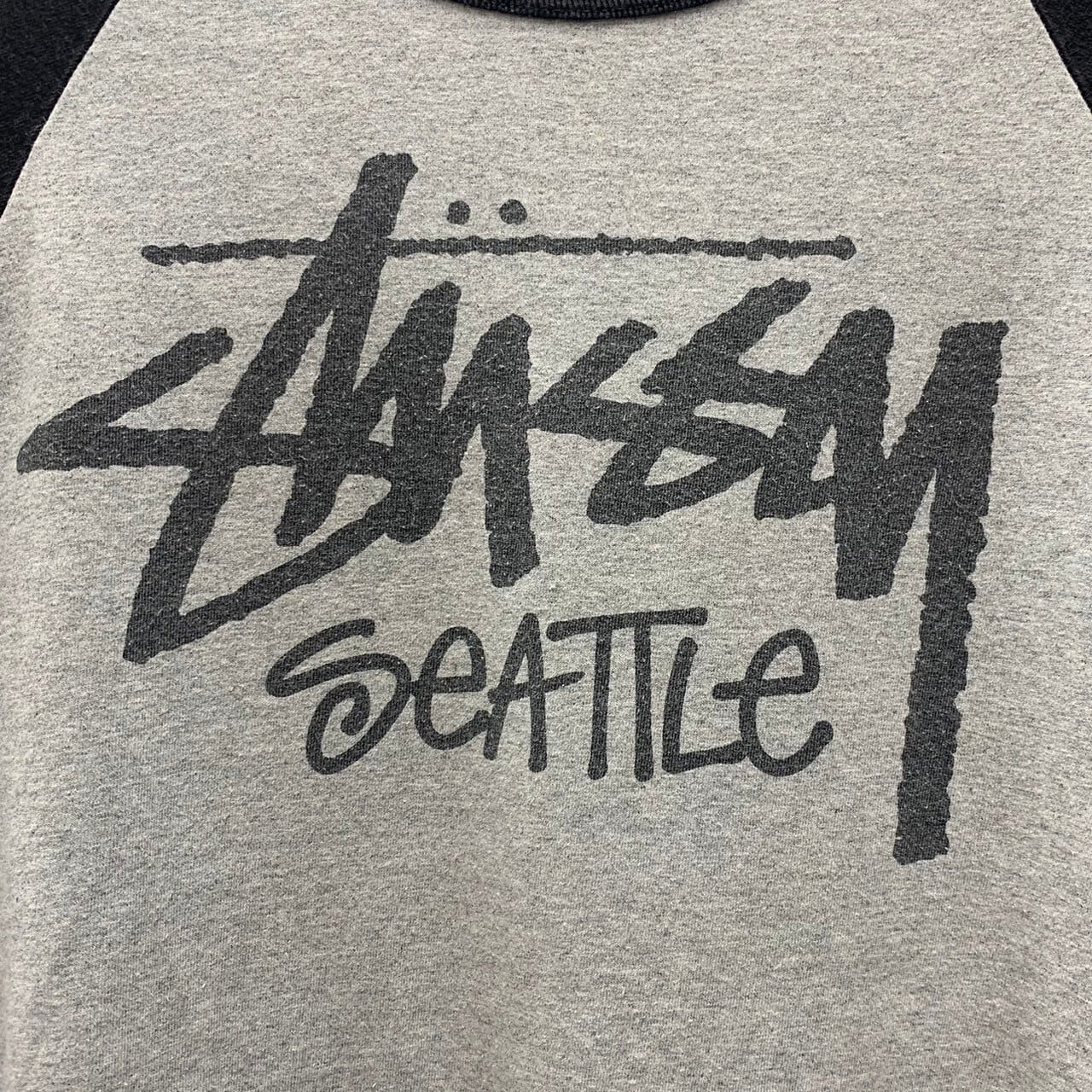 STUSSY ステューシー ラグラン プリント Tシャツ 七分丈 古着 STUSSY ステューシー ラグラン プリント Tシャツ 七分丈 古着