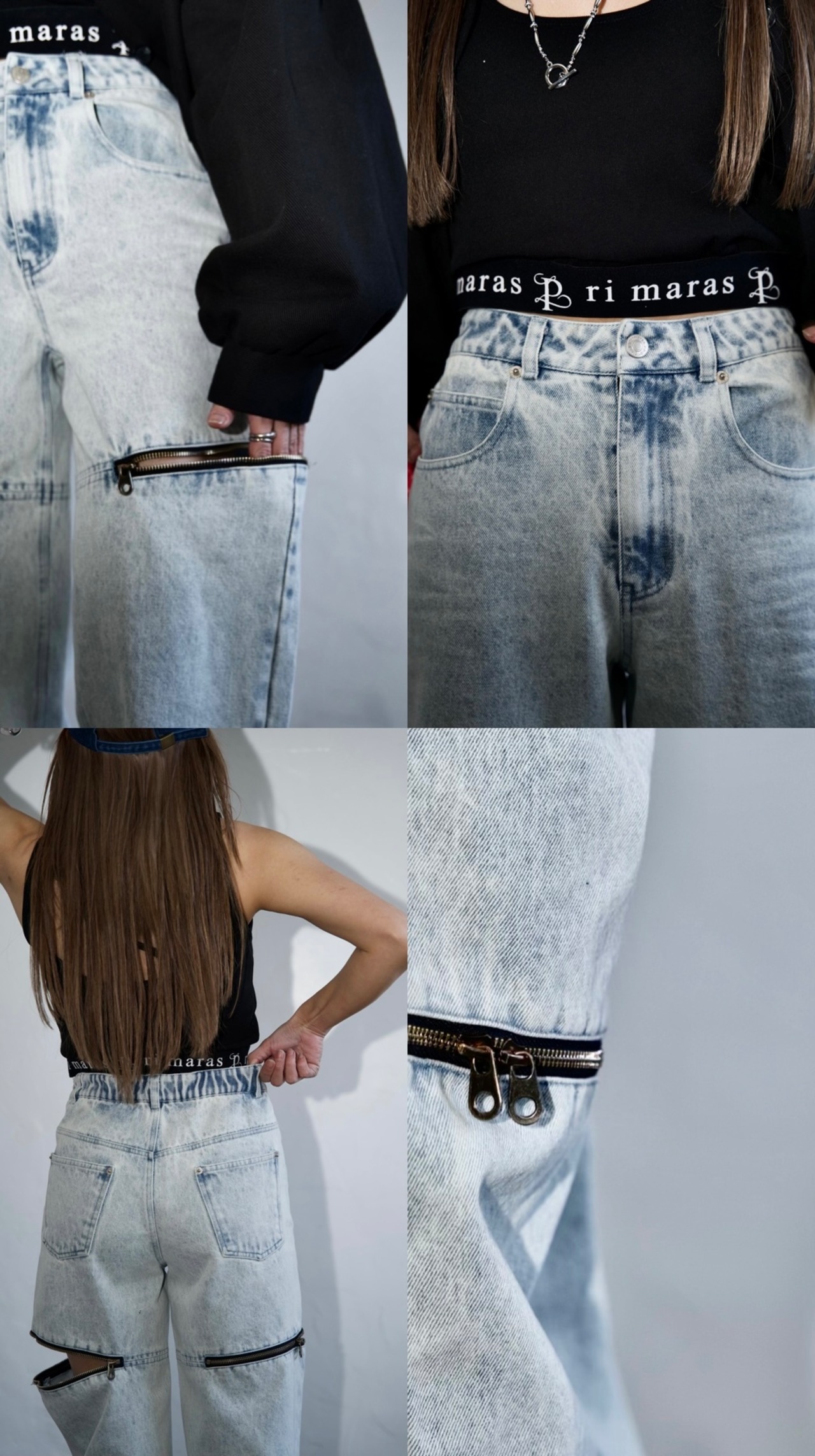 vintage side slash multi denim PT/Light blue