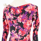 社交ダンス 衣装 トップス ブラウス ブラック系 チャコットロイヤルダンス Chacott ROYAL DANCE 伸縮 ストレッチ 練習 レッスン 黒 赤 紫 花柄 長袖 上品 鮮やか 華やか パーティー ダンス衣装 ピンク系 レッド系 パープル系