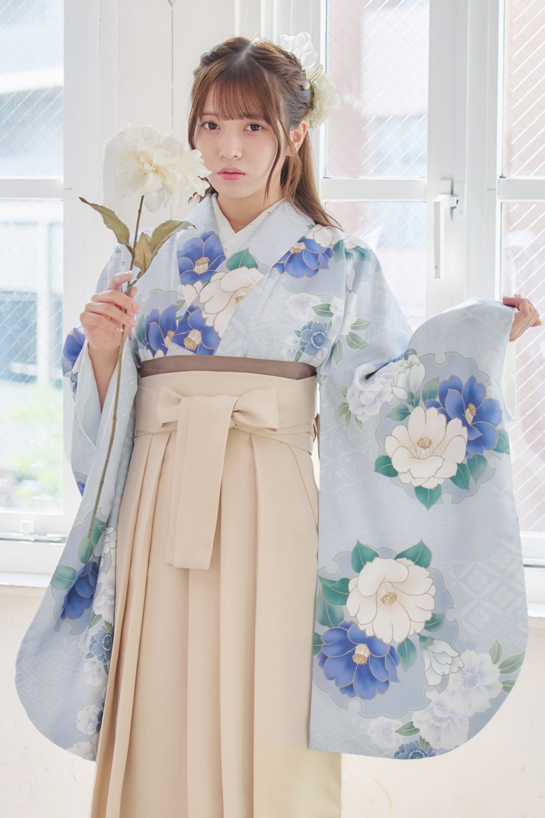 【袴4点set】瑠璃色の麗し散り椿 B8IV/BK