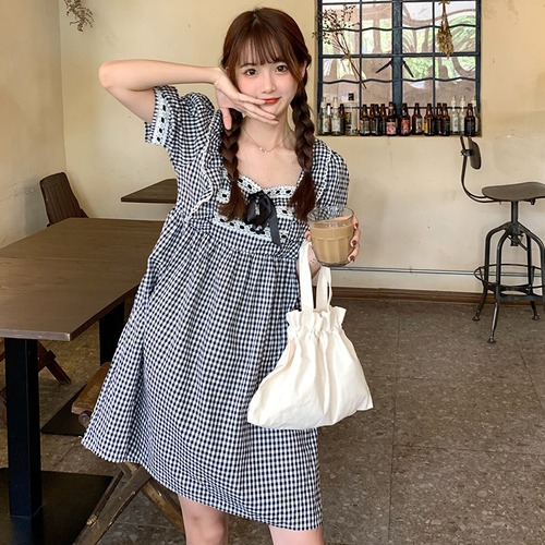 ✞ スリーブスタンダードチェック柄スカート レトロ スウィート ガーリー スクウェア ✞ゴスロリ SM ミリ 甘ロリ クラロリ 和ロリ エレガント 黒ロリ 姫ロリ 華ロリ BB-BB2451204
