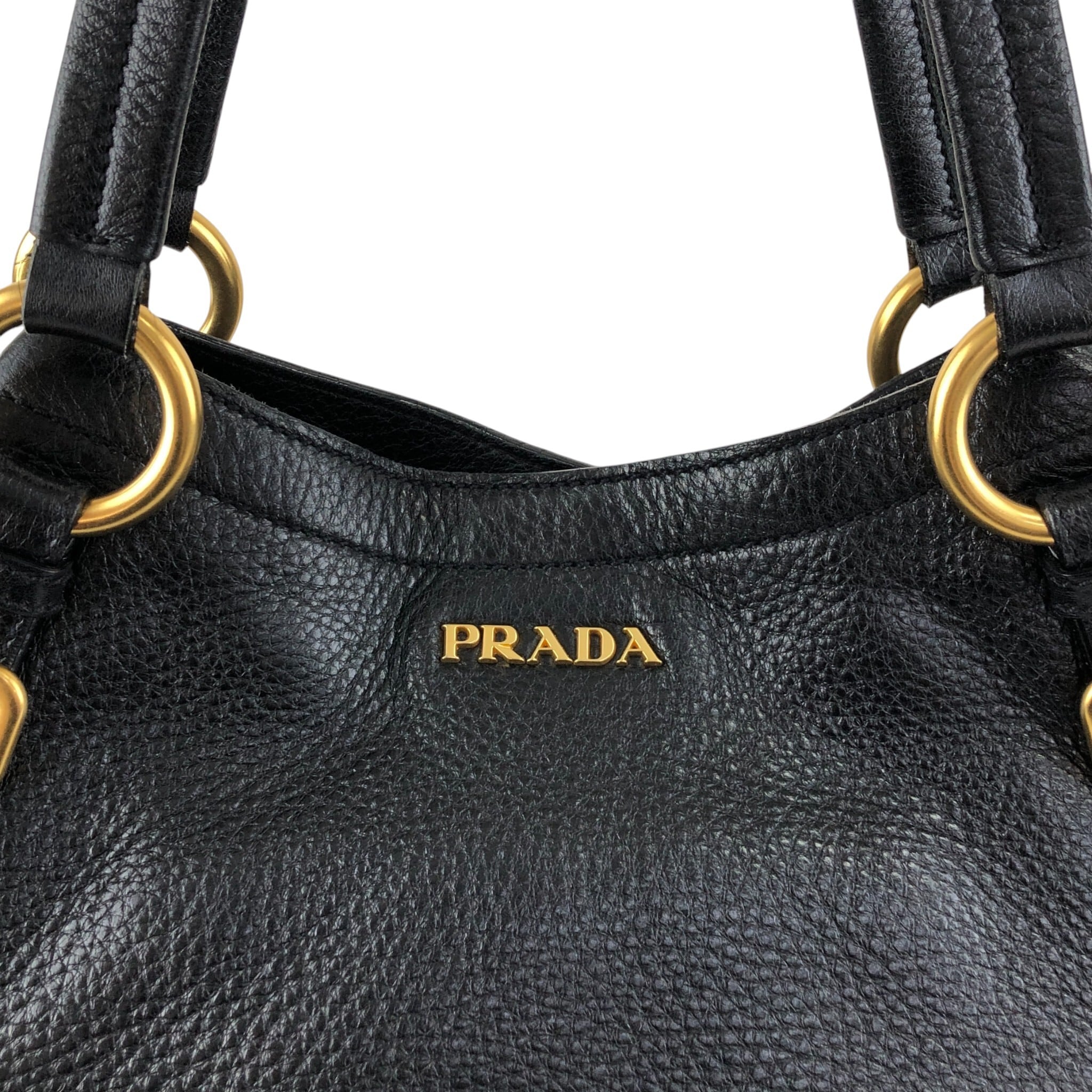 PRADA プラダ ハンドバッグ ブラック ロゴ レザー BR4085 vintage