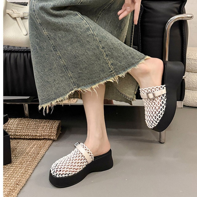 メッシュベルトプラットフォームサンダル 2col R02270
