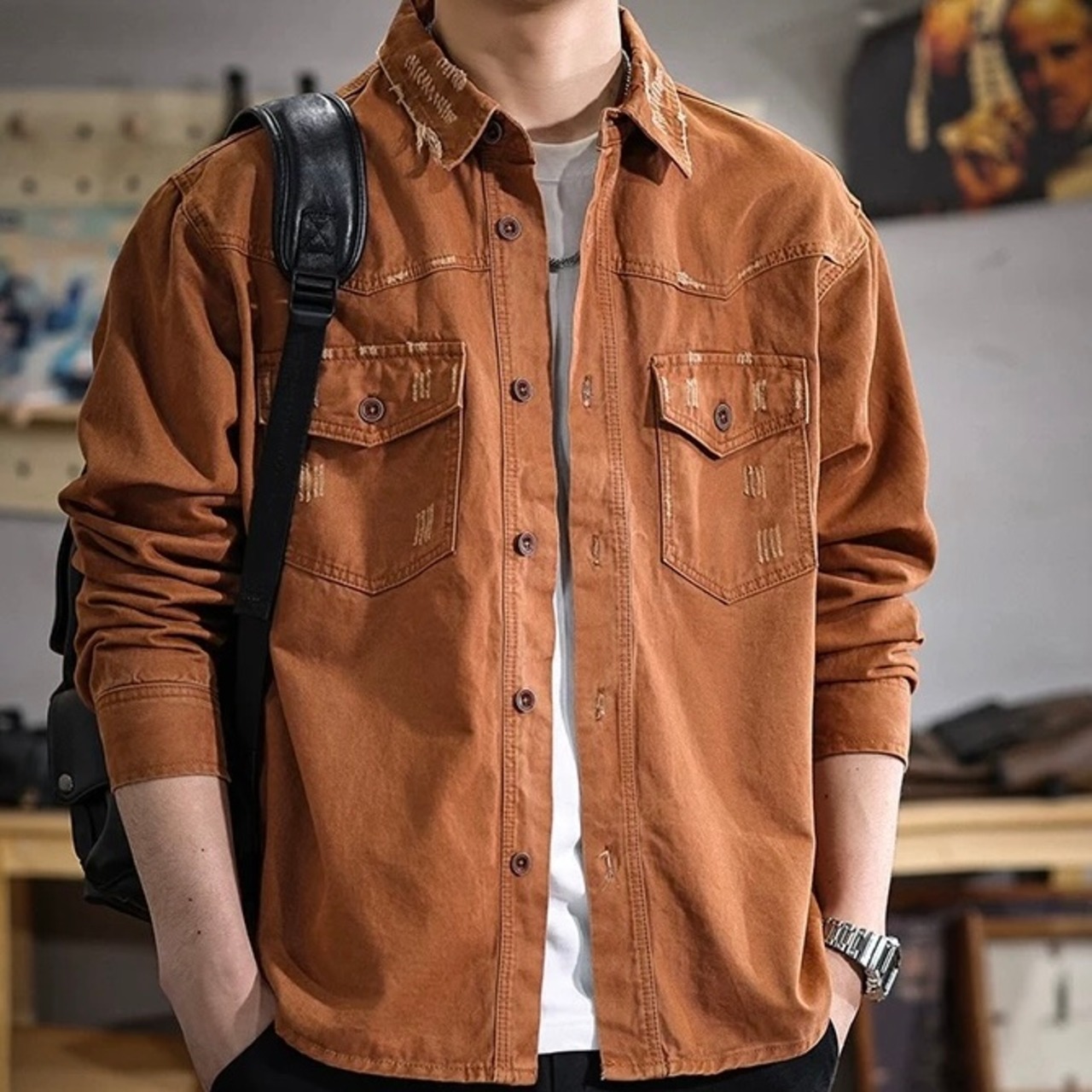 Vintage Processed Denim Long Sleeve ◇2color H0249