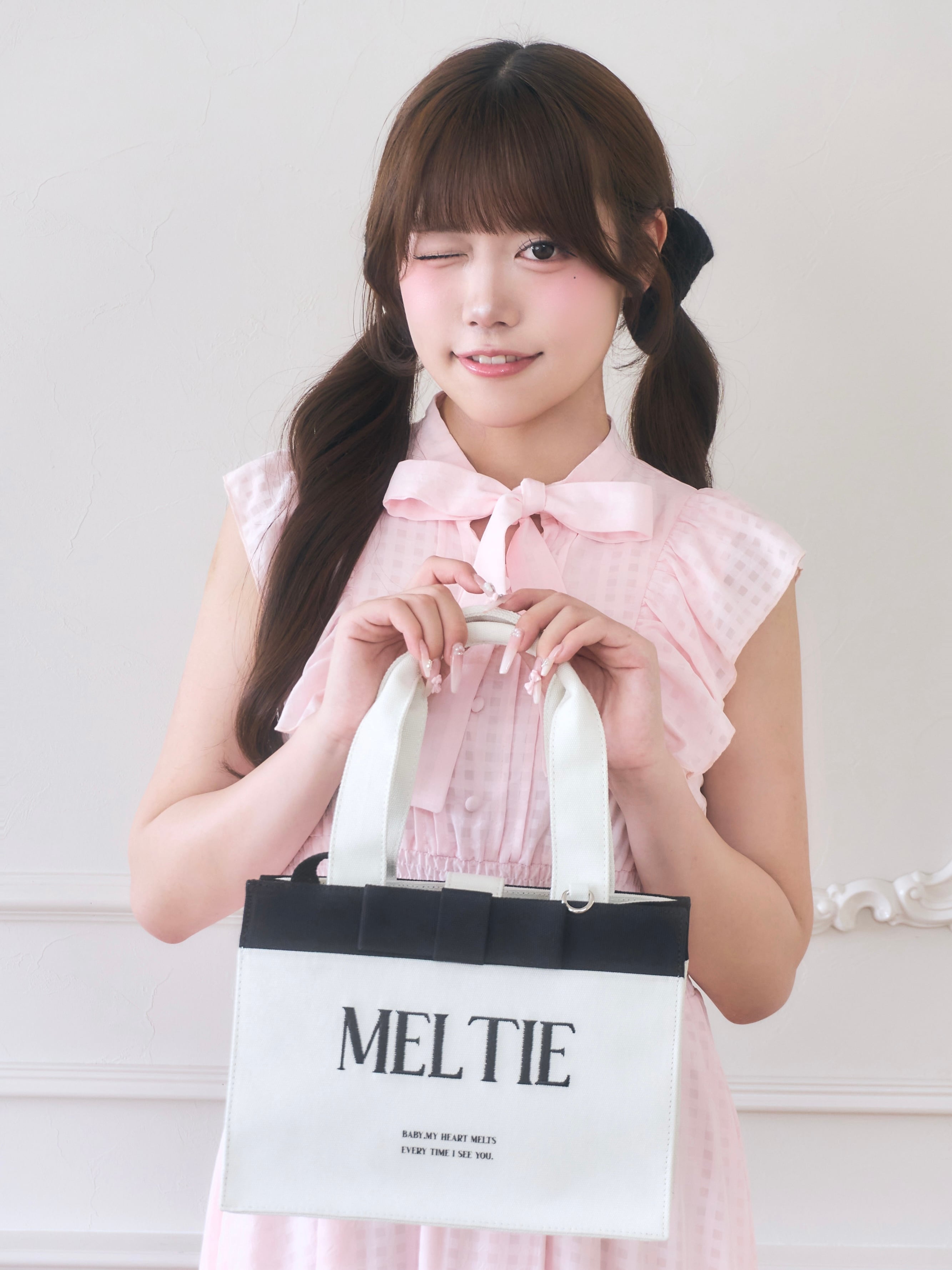 ribbon canvas tote bag〈MEDIUM〉