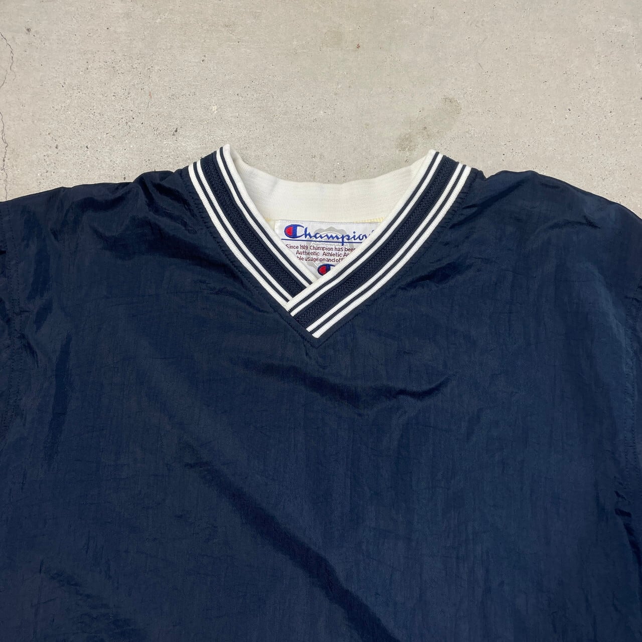 90年代 Champion チャンピオン Vネック ナイロンプルオーバー ナイロン