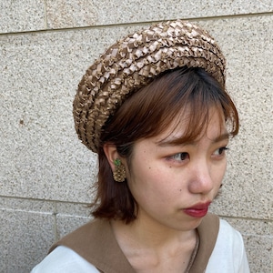 VINTAGE maron straw hat