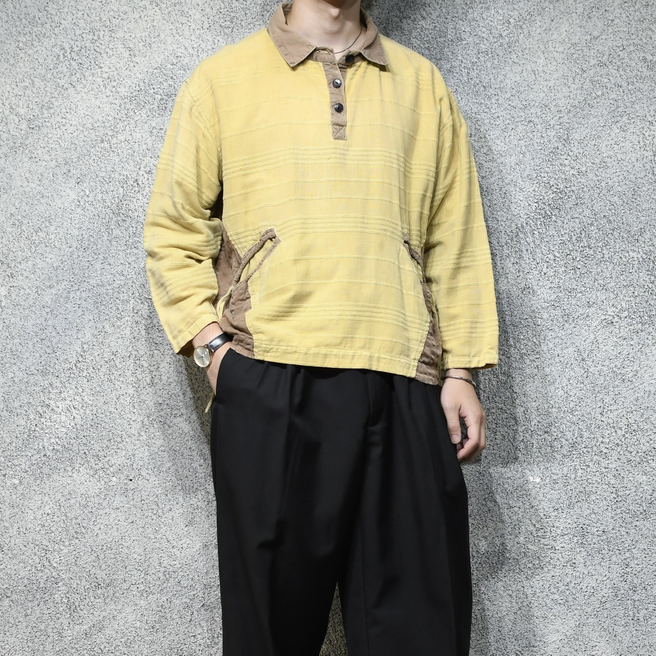 switching design pullover shirt