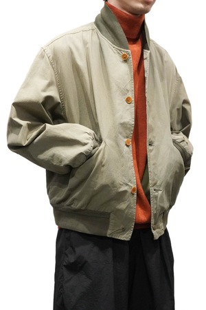 90SS "C.P. COMPANY" Cotton Canvas Ribbed-Collar Bomber Jacket Made in Italy (Design by Massimo Osti)