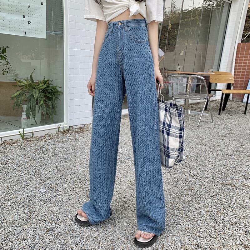 ジーンズ ルーズワイドレッグパンツ サマーハイウェストウェストスリム 夏物 ワイドパンツ 試着室5804025281