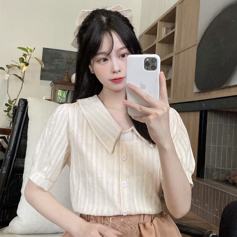 シャツ サマー薄手スリーブショートトップス 夏物 1号婦人11463253610