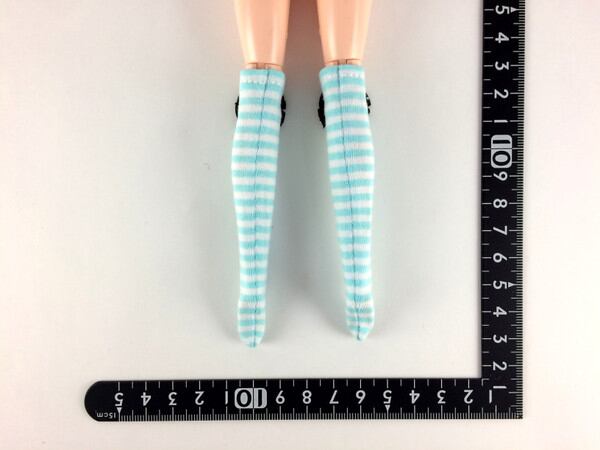 ドールアクセサリ 1/6 女性用 靴下 ストッキング 白青縞 BS227 - 画像2