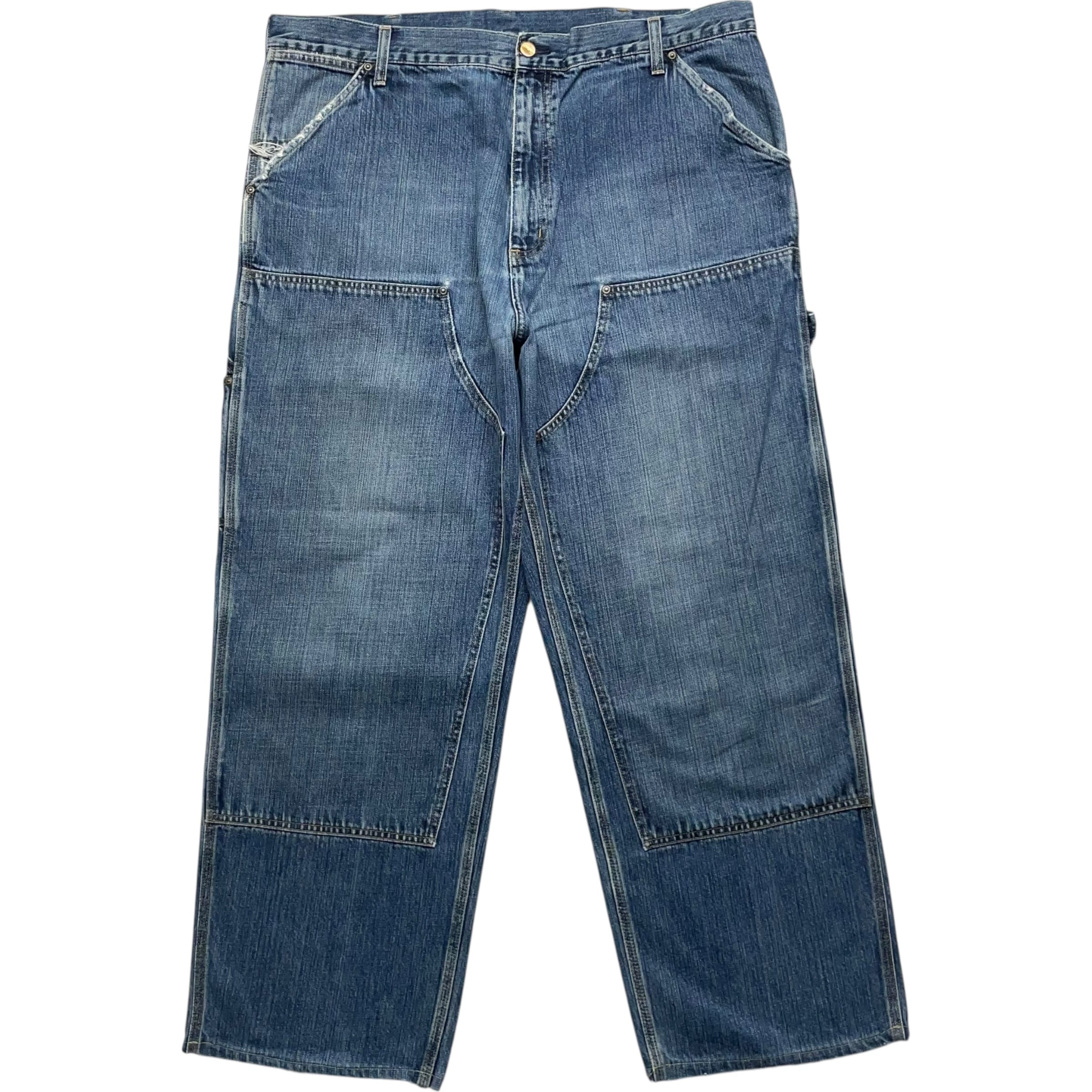 《実寸 W40L30》 Carhartt カーハート デニムダブルニー デニムパンツ ペインターパンツ ワークパンツ 縦落ち 極太 ブルー no.9209
