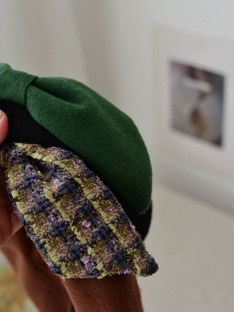 オリーブグリーン リボン付き ベレー帽 ベレー帽 どんぐり帽 黄緑 ライムグリーン ライトグリーン 無地